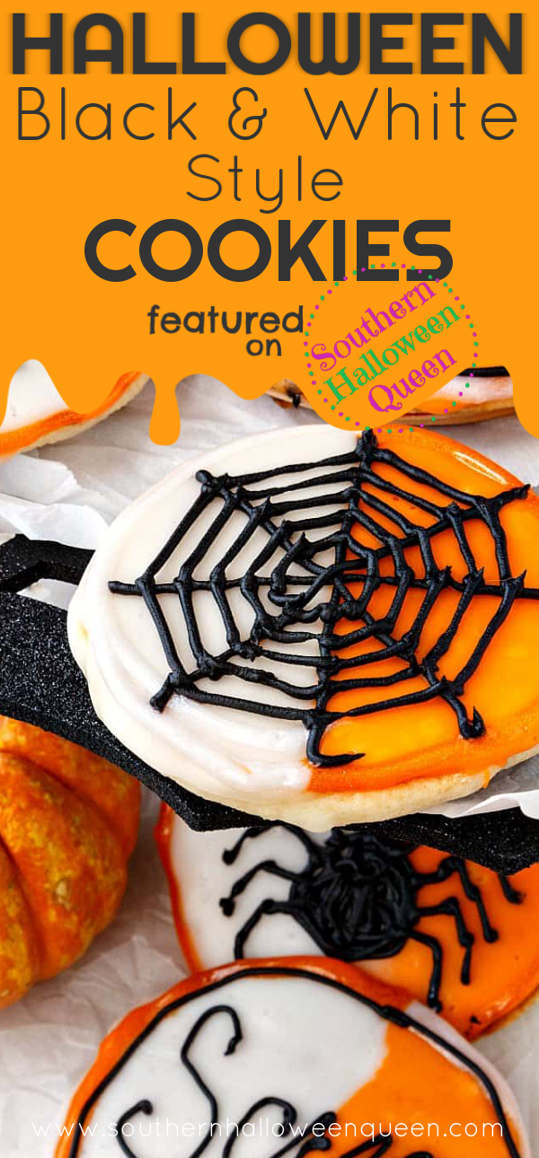 These black and white cookies get a spooky fun makeover with some orange and black icing in these Halloween Black and White Style Cookies! There is also a secret