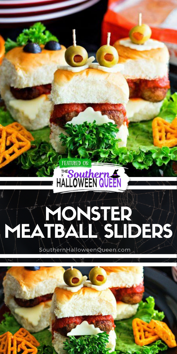 Monster Meatball Sliders- These savory little Monster Meatball Sliders are perfect for kids and customizable for everyone's taste buds! via @southernhalloweenqueen