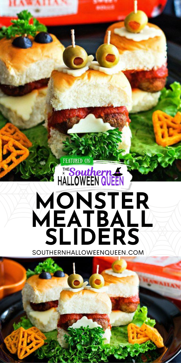 Monster Meatball Sliders- These savory little Monster Meatball Sliders are perfect for kids and customizable for everyone's taste buds! via @southernhalloweenqueen