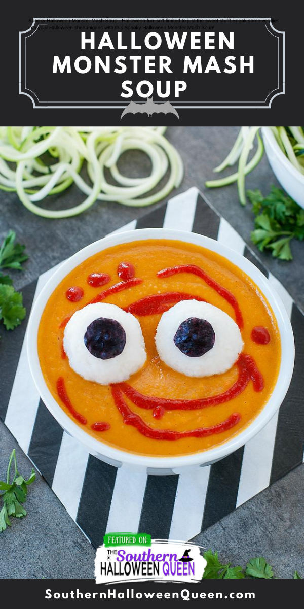Spooky Halloween Monster Mash Soup - Halloween fun isn’t limited to just the sweet stuff! Sneak some veggies into your Halloween shenanigans with this Spooky Halloween Monster Mash Soup!
 via @southernhalloweenqueen
