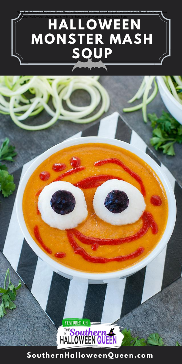 Spooky Halloween Monster Mash Soup - Halloween fun isn’t limited to just the sweet stuff! Sneak some veggies into your Halloween shenanigans with this Spooky Halloween Monster Mash Soup!
 via @southernhalloweenqueen