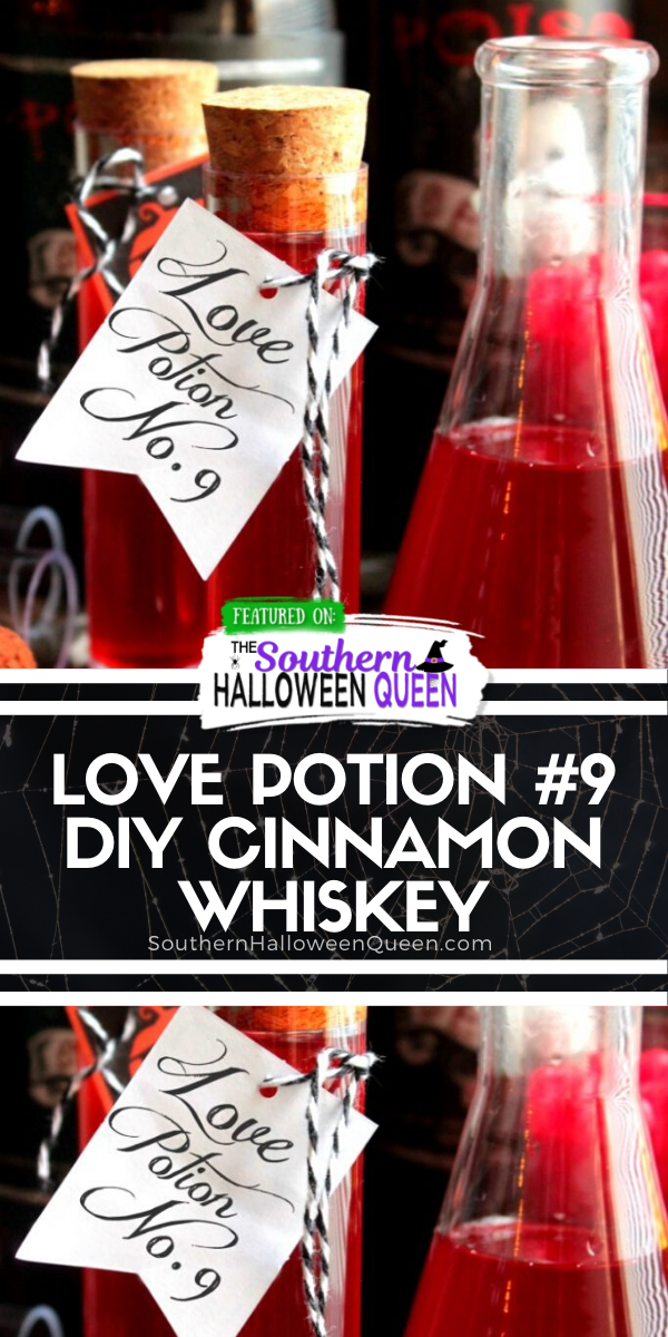 Love Potion #9 - DIY Cinnamon Whiskey - It's going to take just a few days of sitting in the fridge but with 3 ingredients you can brew up your very own Love Potion #9 - DIY Cinnamon Whiskey at home! via @southernhalloweenqueen