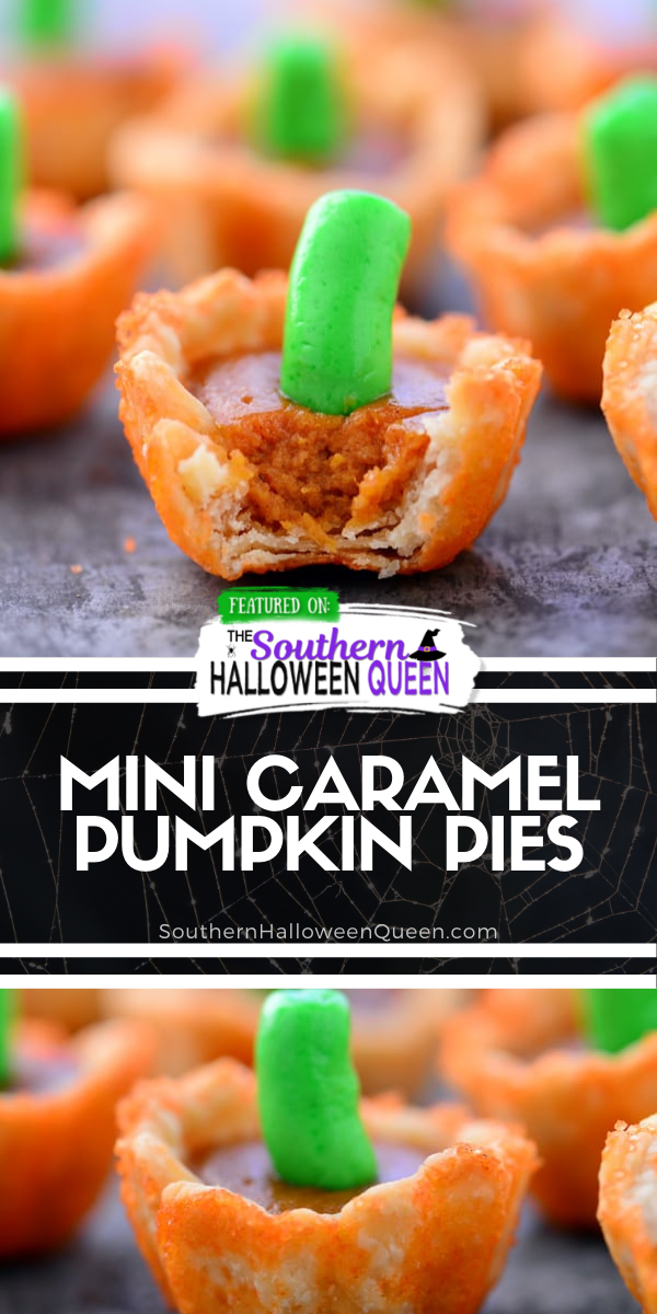 Pumpkin Pie Bites | These mini pumpkin pies look like mini pumpkins and are perfect for Halloween and Thanksgiving! via @southernhalloweenqueen