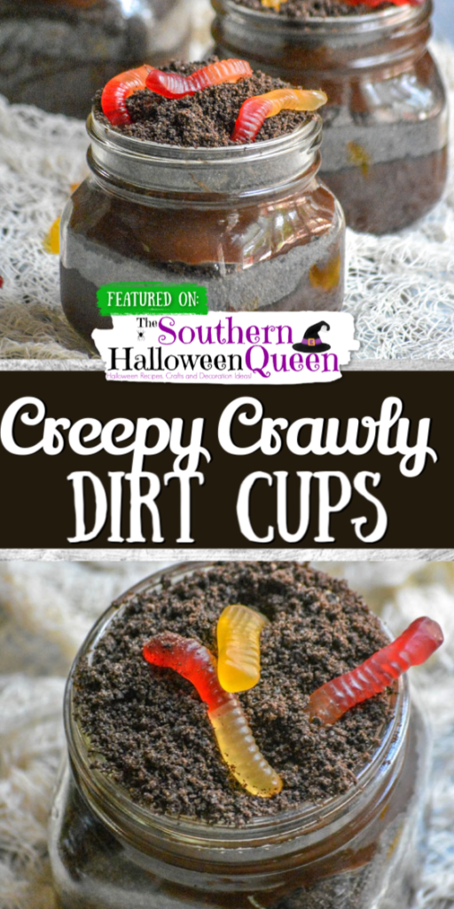 These Creepy Crawly Dirt Cup Pudding Parfaits are the perfect creepy addition to your Halloween dessert table! Make them any flavor you want, just make sure to fill them with ooey, gooey gummy worms!! 