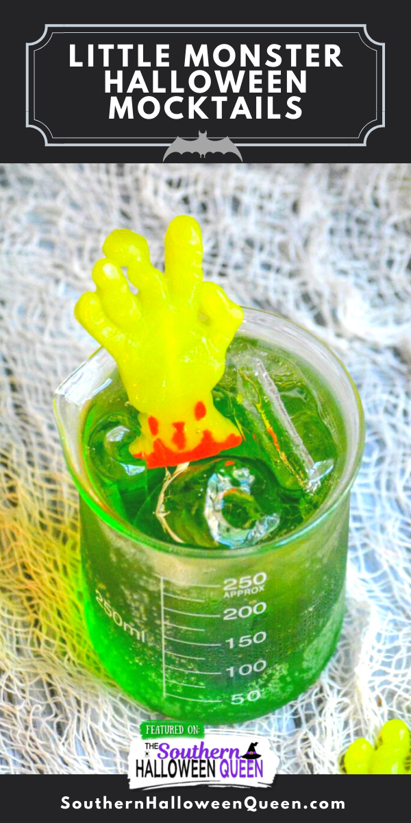 Do you want your Halloween party to set the bar and impress all the guests, then you want our recipes for Little Monster Halloween Mocktails. A sweet, layered, festive drink- these will appeal to all of your guests! via @southernhalloweenqueen