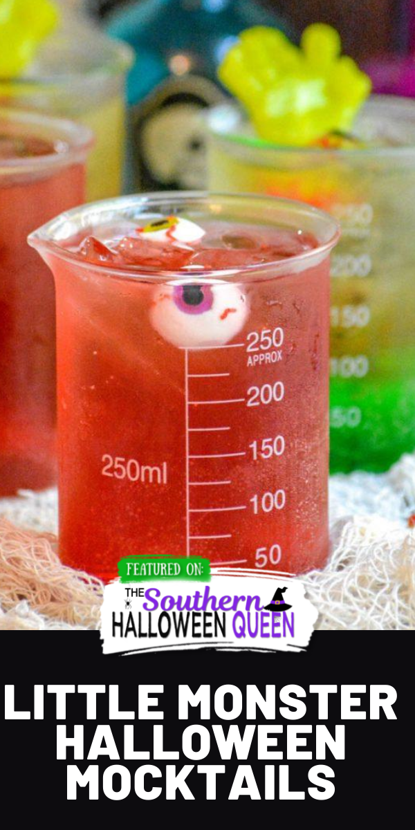 Do you want your Halloween party to set the bar and impress all the guests, then you want our recipes for Little Monster Halloween Mocktails. A sweet, layered, festive drink- these will appeal to all of your guests! via @southernhalloweenqueen