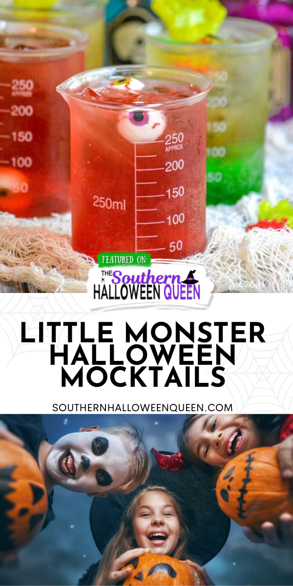 Do you want your Halloween party to set the bar and impress all the guests, then you want our recipes for Little Monster Halloween Mocktails. A sweet, layered, festive drink- these will appeal to all of your guests! via @southernhalloweenqueen