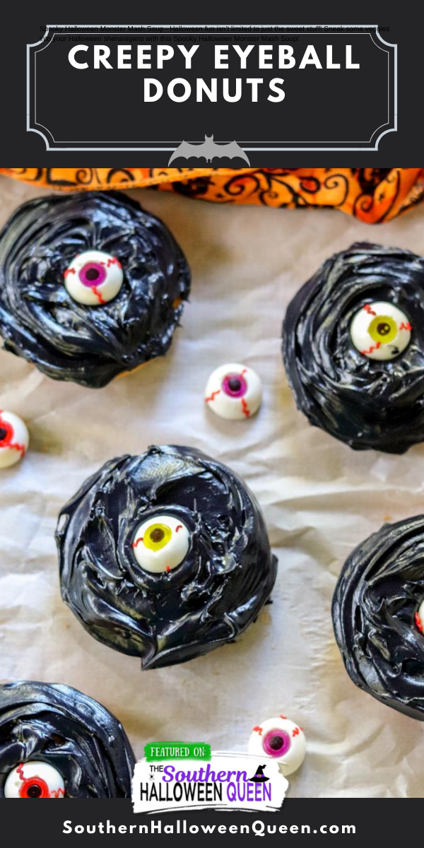 Creepy Eyeball Donuts - The vanilla donuts have been been given a Halloween makeover and transformed into Creepy Eyeball Donuts that are sure to keep an eye on your party guests!  via @southernhalloweenqueen