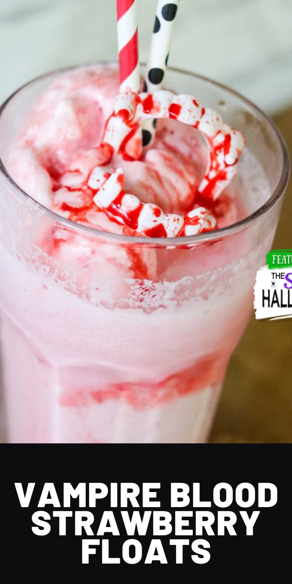 These Vampire Blood Strawberry Floats aren't anything to be scared of! They're homemade floats with edible blood which makes them perfect for Halloween!
 via @southernhalloweenqueen