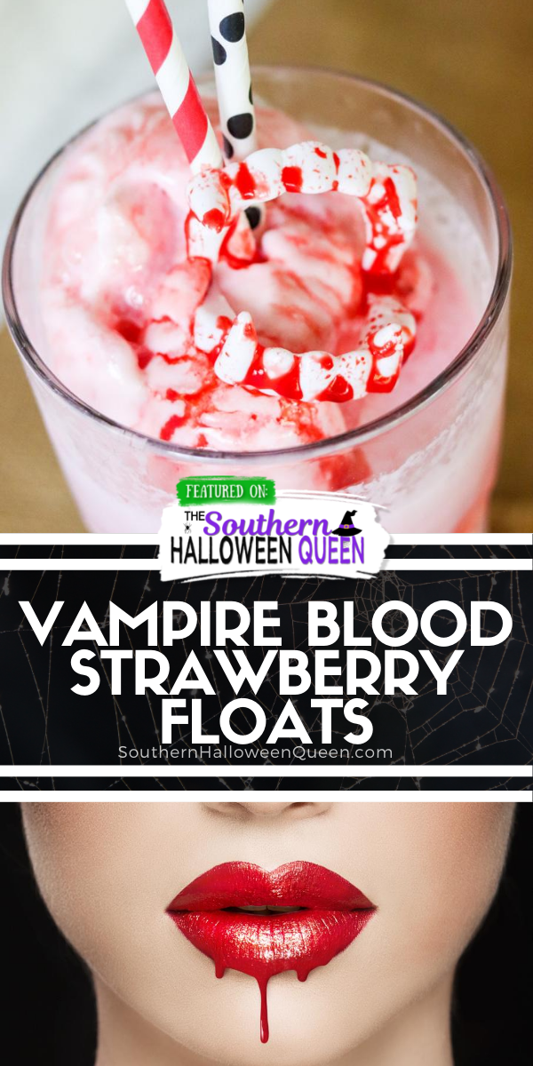 These Vampire Blood Strawberry Floats aren't anything to be scared of! They're homemade floats with edible blood which makes them perfect for Halloween!
 via @southernhalloweenqueen
