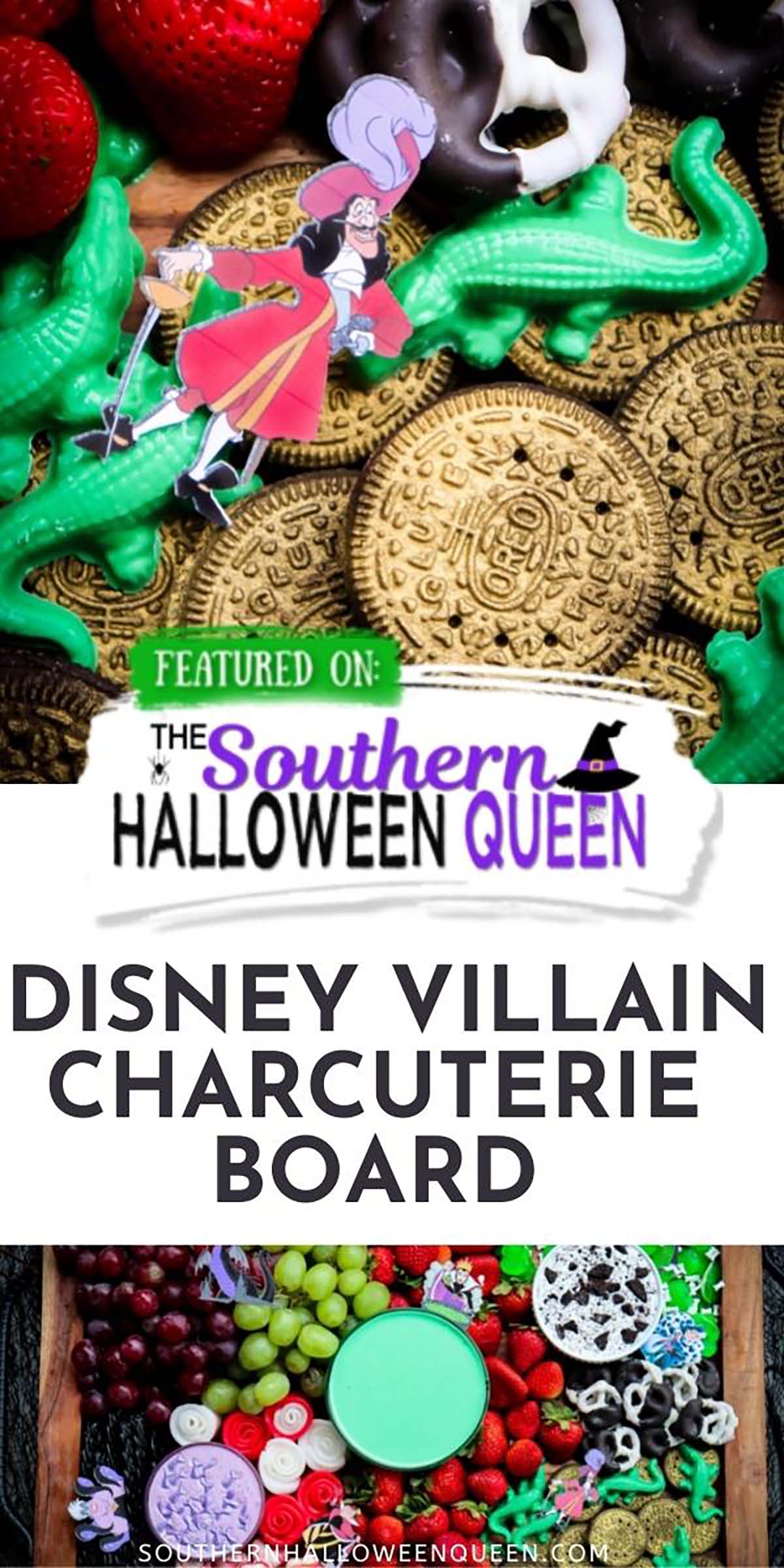 Look at how awesome this Disney Villain Charcuterie Board looks! Each Villain has their own food for the board that is themed to their story or personality.  via @southernhalloweenqueen