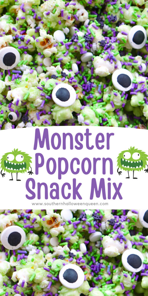 Monsters have never tasted so sweet! This ghoulishly green Monster Popcorn Snack Mix is packed with eyeballs, sprinkles, and spooky charm. Perfect for parties, movie nights, or snacking while haunting the neighborhood!