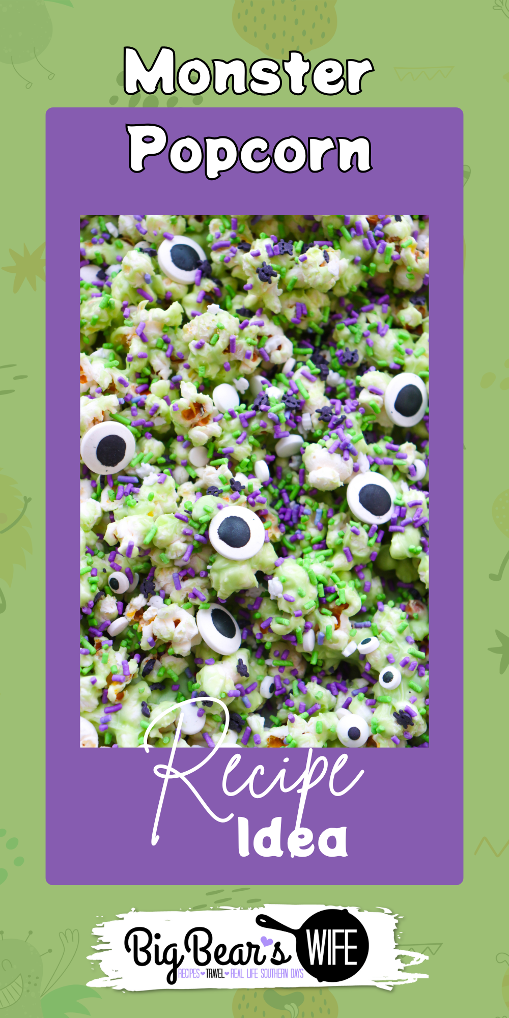 Monsters have never tasted so sweet! This ghoulishly green Monster Popcorn Snack Mix is packed with eyeballs, sprinkles, and spooky charm. Perfect for parties, movie nights, or snacking while haunting the neighborhood! via @southernhalloweenqueen